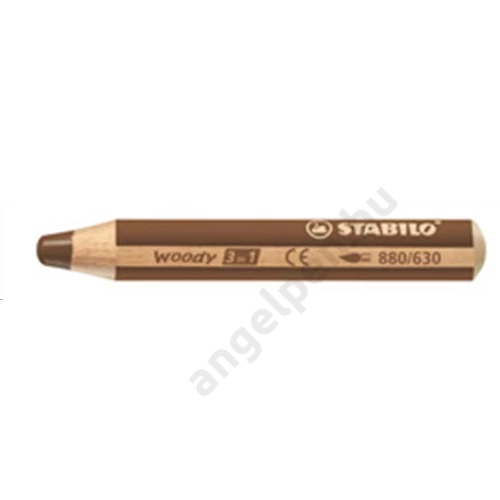 Színes ceruza, kerek, vastag, STABILO "Woody 3 in 1", barna