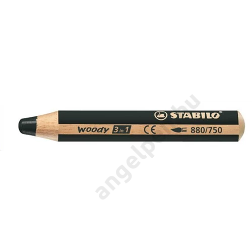 Színes ceruza, kerek, vastag, STABILO "Woody 3 in 1", fekete