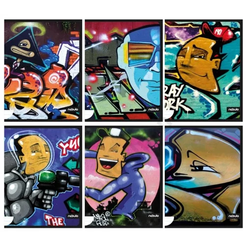 Füzet, A4, tűzött, prémium, vonalas, 81-40, Graffiti minták, Nebulo (12)