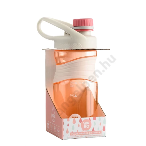 Palack, műanyag, kupakos, markolattal, 450ml, rózsaszín, Wabo (1)