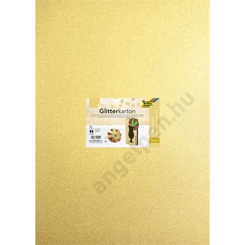 Dekorkarton tömb, csillámos, 1 oldalas, 50x70 cm, 300g, 5 lap, FOLIA, arany