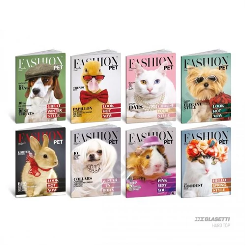 Füzet BLASETTI A/4 80g kemény fedeles vonalas 42l FASHION PET HT  2026/10 db/csg/ 9329M