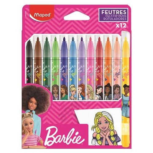 Filctoll készlet, 2,8 mm, kimosható, MAPED "Barbie", 12 különböző szín