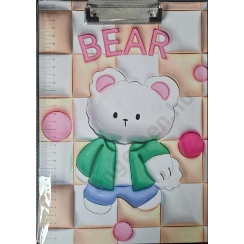 Felírótábla A/4 vonalzóval mintás Bear