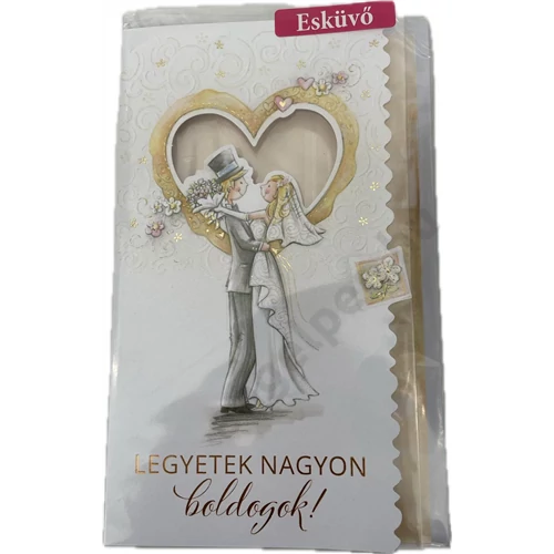 Képeslap 7 ARGUS 13-6162 Legyetek nagyon boldogok házaspár szív előtt rajzolt