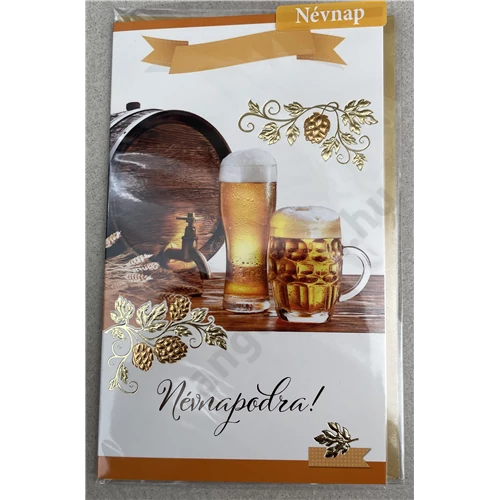 Képeslap 8 ARGUS 15-6425 Névnap férfi boroshordó és söröspohár KF.