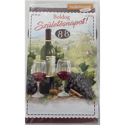 Képeslap 8 ARGUS 15-6441 Szülinap férfi borosüveg 2 pohárral,szőlővel tekerős