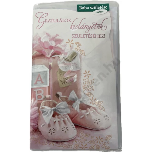 Képeslap 8 ARGUS 16-641 Gratulálok kislányotok születéséhez r.szín babacipő zsebes