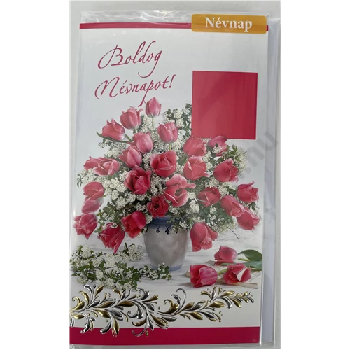 Képeslap 7 ARGUS 15-6463 Névnap női pink tulipán csokor