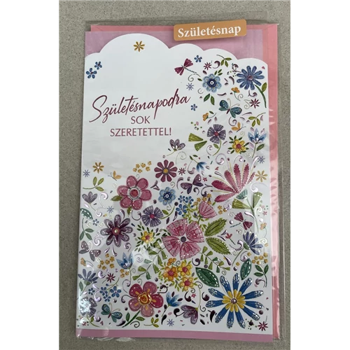 Képeslap 7 ARGUS 15-6503 Szülinap női sok színes virágos