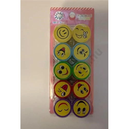 Színes smiley nyomda 10db-os