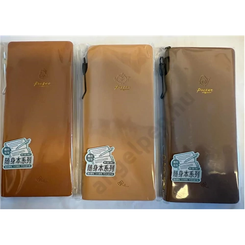 Műbőr mini notesz 52,5x147 mm ajándék tollal, sima lapokkal 38677 
