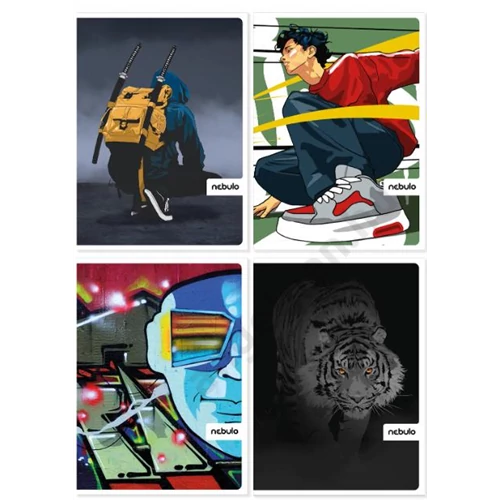 Füzet, A4, spirálozott, négyzetrácsos, 70 lapos, N1 X minták, Nebulo (8)