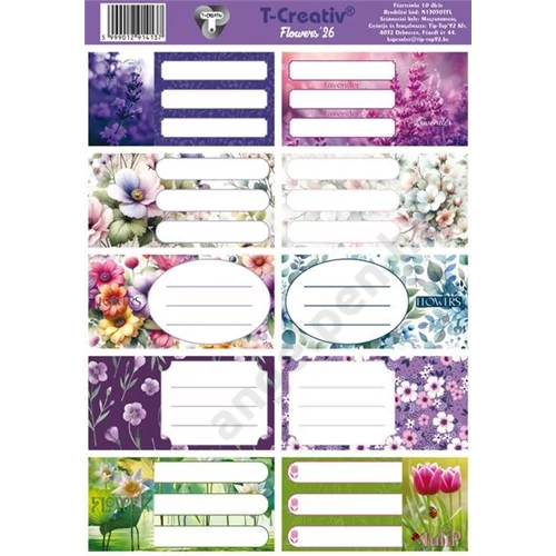 Füzetcímke 25 ív/csomag T-Creativ "Flowers"