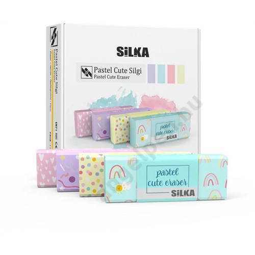 Radír, papírtokos, kínálóban, vegyes minták, Cuki, Silka (20)