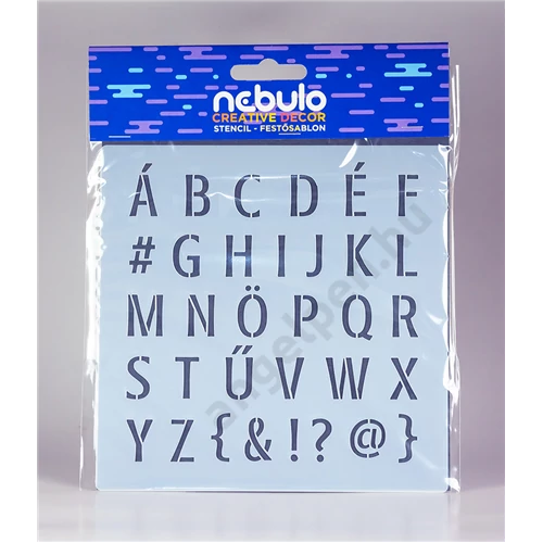 Betűk, műanyag sablon lap, 14,5x14,5 cm, Nebulo Creative Dekor (12)