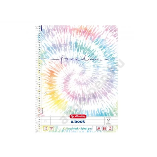 Herlitz spirálfüzet A4 / 80 lap, lyukasztott, perforált, vonalas, Batik Freedom