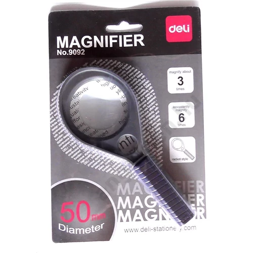 Nagyító, 50 mm, DELI "ESSENTIAL", fekete