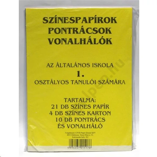Színes papírkészlet 1.osztály
