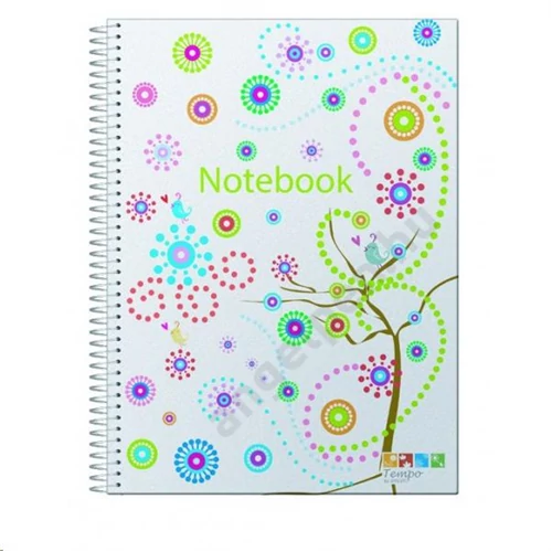 Spirálfüzet ANCOR Notebook A/4 120lap PP borító színregiszteres kockás  68825 TEMPO