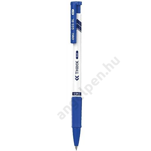 Golyóstoll, 0,7 mm, nyomógombos, DELI "Think RT Grip", kék