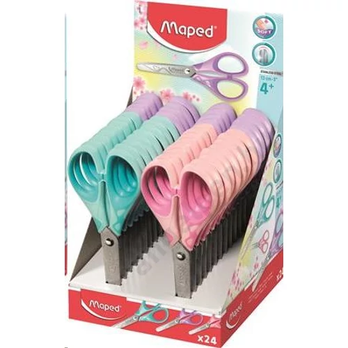 Olló display, iskolai, 13 cm, MAPED "Essentials Soft Pastel", pasztell színek