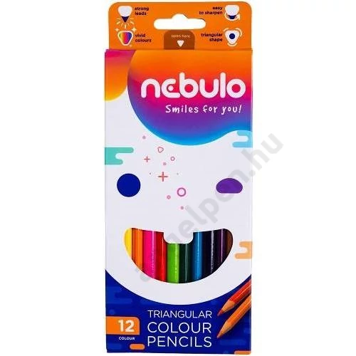 Színes ceruza készlet, háromszögletű, 12 színes, Nebulo (12)
