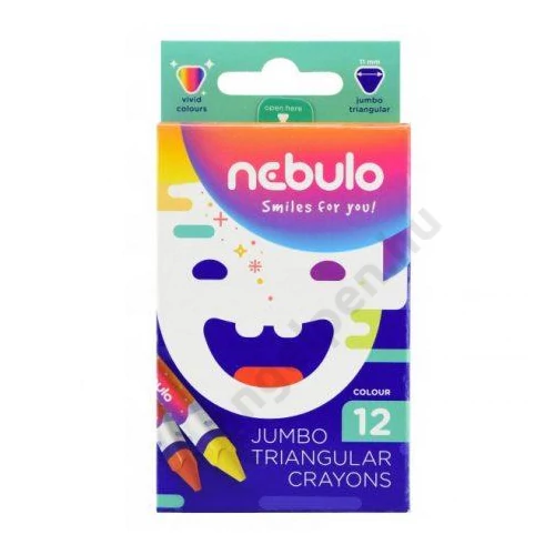 Zsírkréta készlet, jumbo háromszög, 12 színes, Nebulo (24)